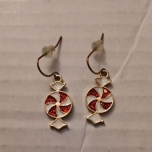4/$30 Glittery Red & White Christmas Peppermint Candy Earrings
